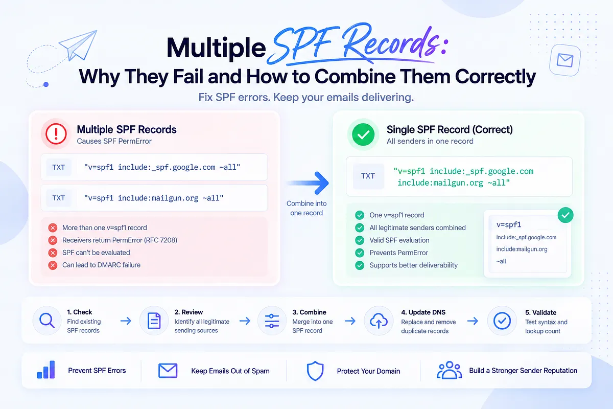 Multiple SPF Records: Why They Fail and How to Combine Them Correctly