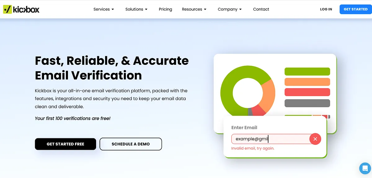 Screenshot of home page of Kickbox