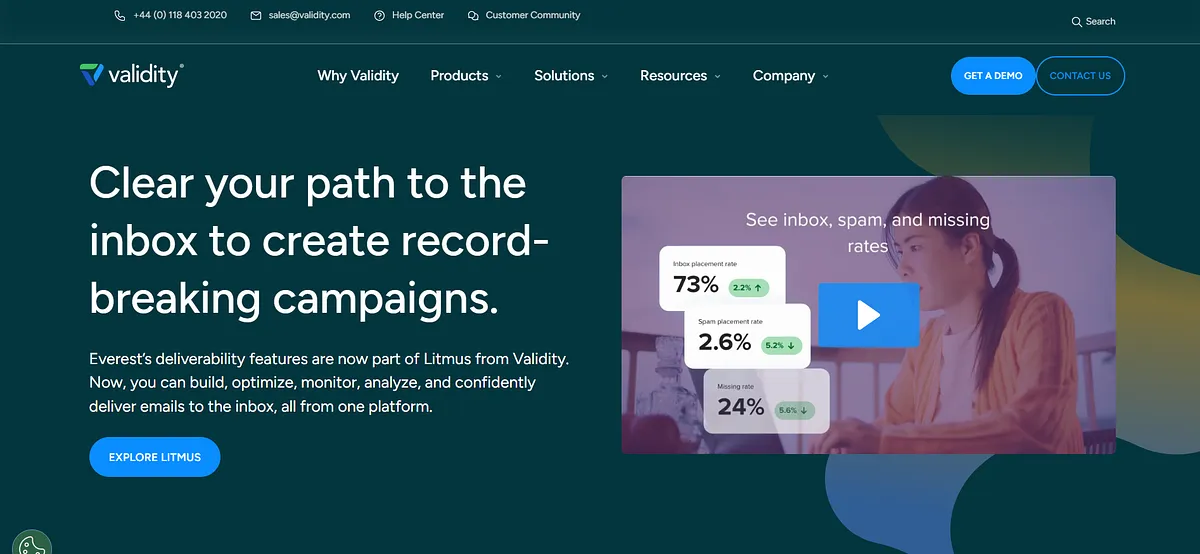 Screenshot of Validity Everest’s home page