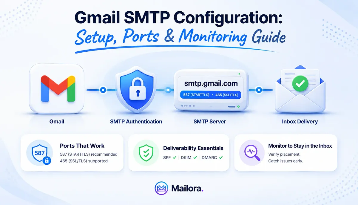 Gmail SMTP Configuration: Setup, Ports & Deliverability Fix Guide