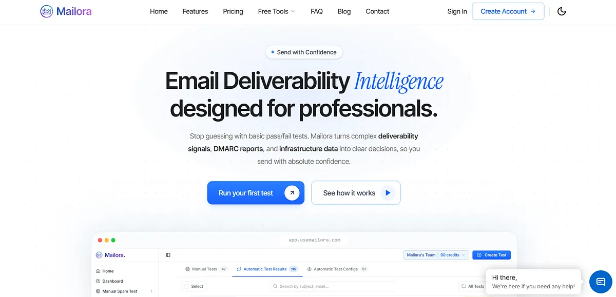 Mailora homepage